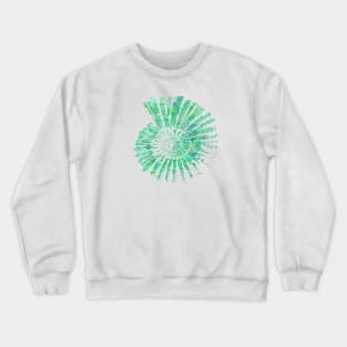 Nautilus Shell Design in Blue and Green Paint Strokes Pattern 2 Crewneck Sweatshirt